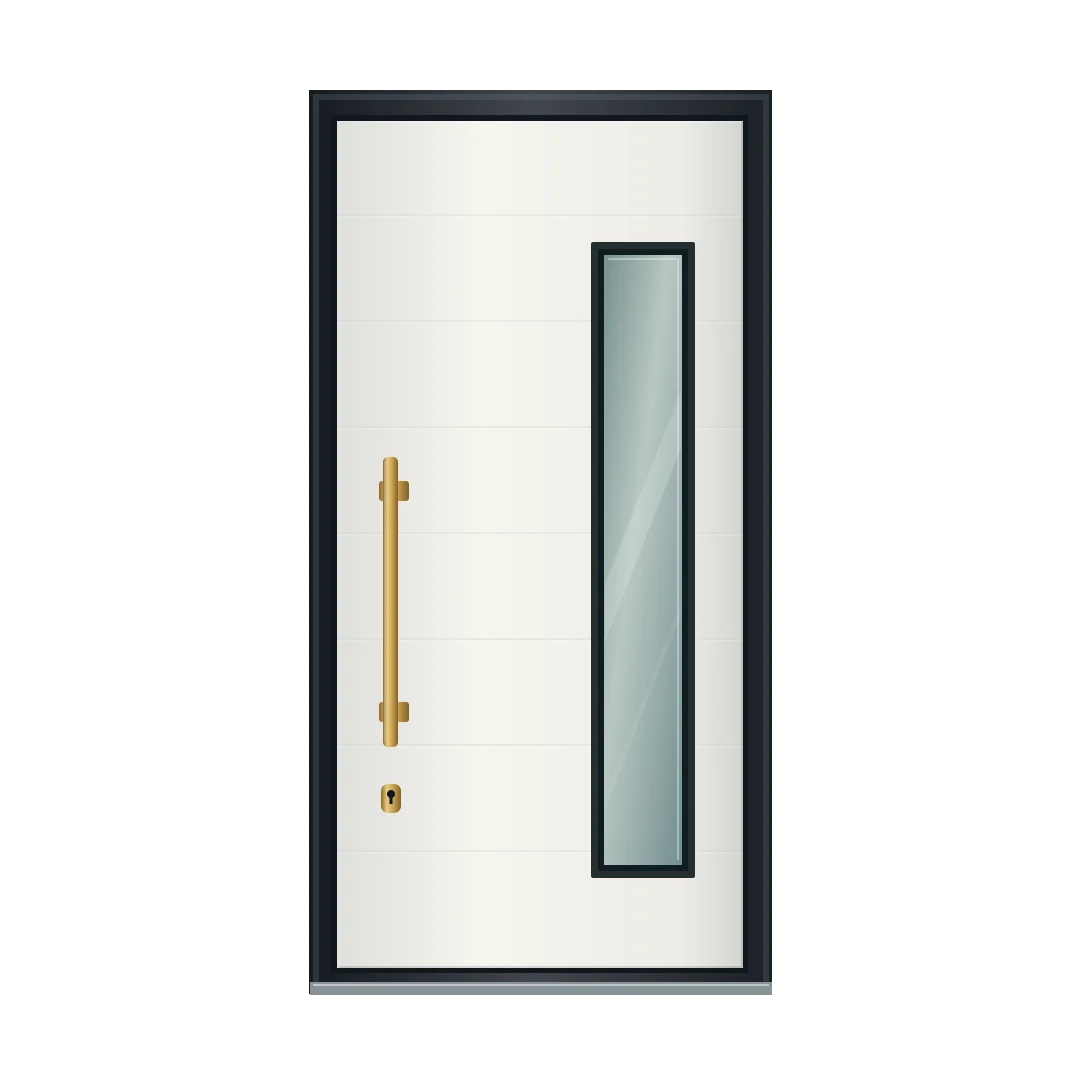 Complete white door and brass handle