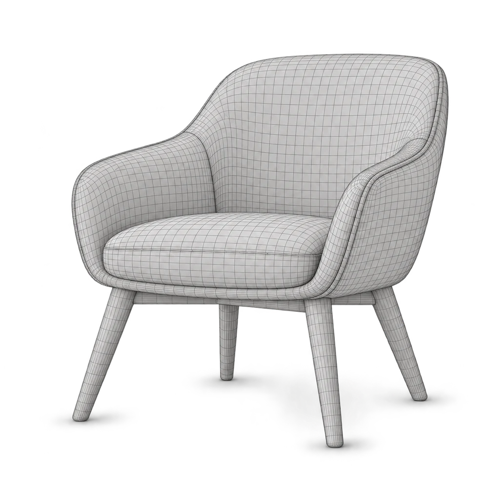Illustration of chair geometry with wireframe lines