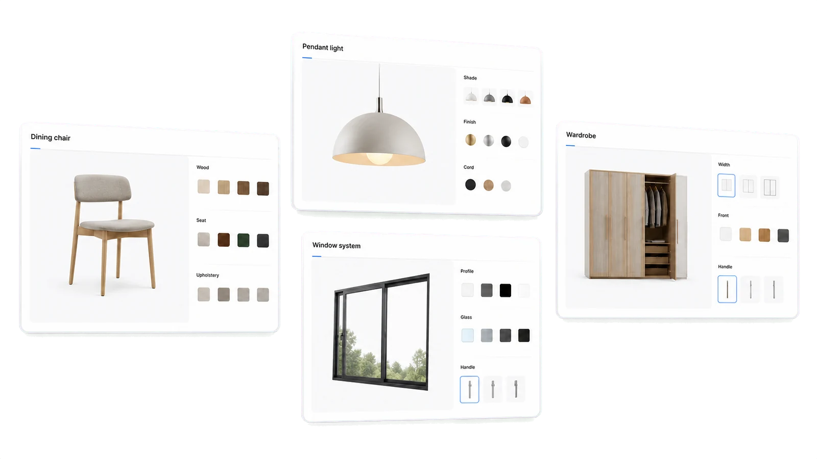 ConfigUX configurator concepts for furniture, lighting, windows and wardrobes