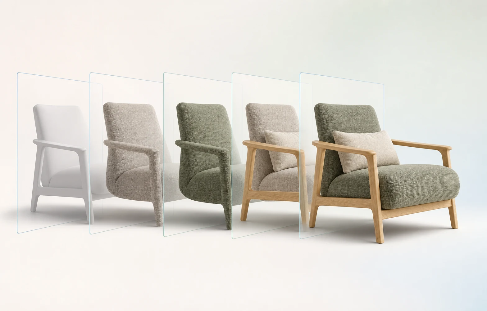 Photorealistic chair assembled from matching 2D image layers