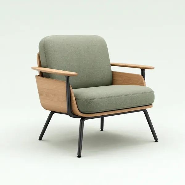 Lounge Chair 01 in sage fabric from the locked layered 2D view